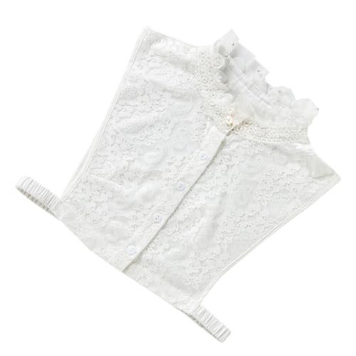 JEWEDECO Damen Chiffon Fake Kragen Mit Spitzenrand Abnehmbarer Hochkragen Als Modisches Accessoire Für Shirts Und Pullover von JEWEDECO