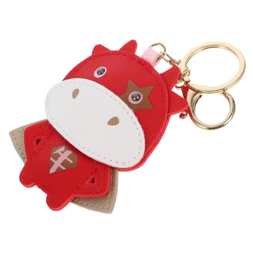 JEWEDECO 1stück Niedlicher Kalb-schlüsselanhänger Aus Pu Charmantes Auto-Accessoire Neujahrsgeschenk Kreative Dekoration Für Taschen Und Schlüssel Rotes Design Für Freunde Und Familie von JEWEDECO