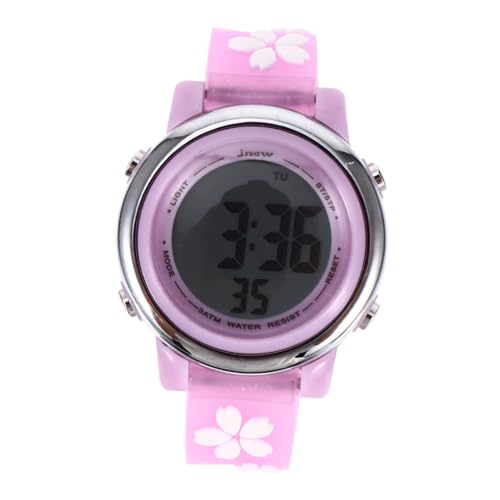 JEWEDECO 1stück wasserdichte Kinderuhr Mit Blumenmuster Süße Elektronische Armbanduhr Für Mädchen Für Schule Und Freizeit Strapazierfähig Edelstahl Für Outdoor-aktivitäten von JEWEDECO