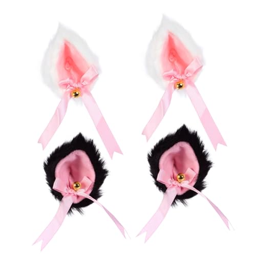 JEWEDECO 2paare Katzenohren Haarclips Niedliche Cosplay Haarschmuck Mit Glöckchen Farbiges Für Kostümpartys Und Kreative Looks von JEWEDECO