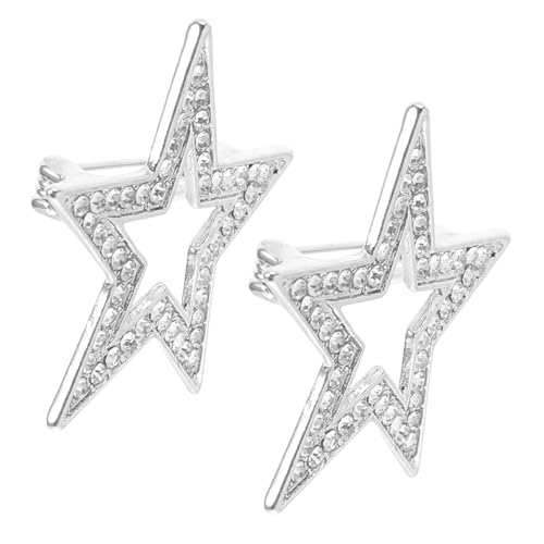 JEWEDECO 2 Stück Fünfzackige Stern Broschen aus Zinklegierung Modische Anstecknadeln für Anzug und Pullover Vielseitige Schmuck-accessoires mit Funkelndem Strass für Damen und Herren von JEWEDECO