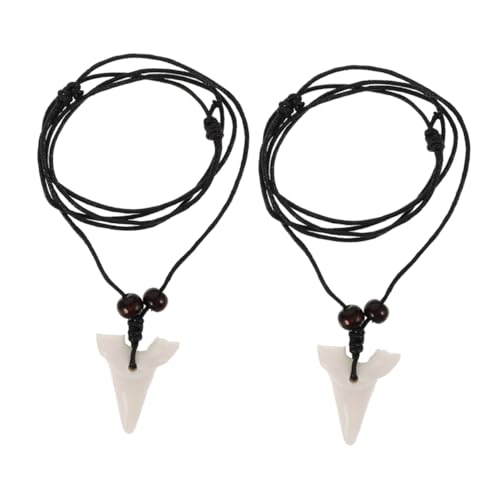 JEWEDECO 2 Stück Haifischzahn Halskette Resin Anhänger Unisex Schmuck Modisch Detailgetreu Weiß für Damen und Herren Vielseitig Kombinierbar von JEWEDECO