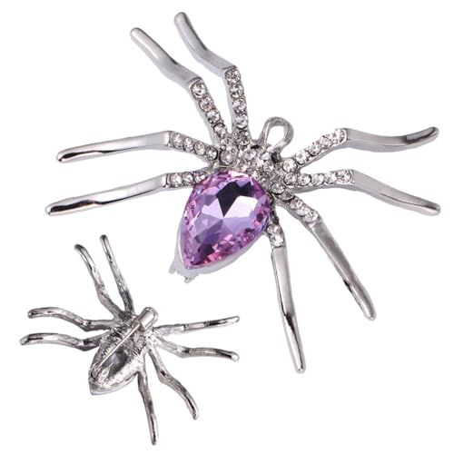 JEWEDECO 2 Stück Halloween Spinnen Brosche Kreative funkelnde Anstecknadeln aus Hochwertiger Legierung Dekorativ für Kleidung Taschen Hüte als Gruseliges Accessoire und Geschenk von JEWEDECO