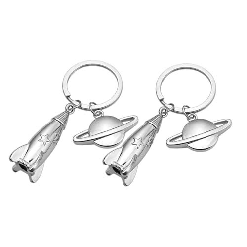 JEWEDECO 2 Stück Cooler Schlüsselanhänger Mit Planeten- Und Raketendekor Stilvoller Schlüsselanhänger Für Schlüssel Und Taschen von JEWEDECO