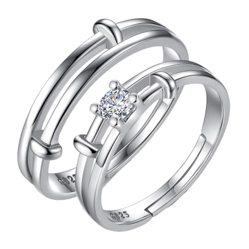 JEWEDECO 2 Stück Silberringe für Eleganter und Indexfingerring Hochwertiger Hautfreundlicher Schmuck für Verlobung Hochzeit und Jahrestag von JEWEDECO
