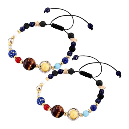 JEWEDECO 2 Stück Sonnensystem Armband für Handgefertigtes Planet Armband mit Natürlichen Steinperlen für Reisen Besondere Anlässe Energieunterstützend im Design JEWEDECO 2 Stück Sonnensystem Armband für Handgefertigtes Planet Armband mit Natürlichen Steinperlen für Reisen Besondere Anlässe Energieunterstützend im Design von JEWEDECO
