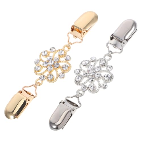 JEWEDECO 2stücke Pullover-schalkettenclips Mit Edel-strass Vielseitige Pulloverclips Für Vintage-stil Modische Schalhalternadel Praktische Cardigan-clipverschlüsse von JEWEDECO