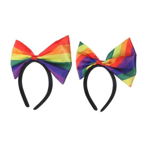 JEWEDECO 2stücke Regenbogen Stirnbänder Mit Schleife Für Damen Bunte Haar-accessoires Mit Gestreiftem Design Leichtes Party-kopfschmuck-dekoration Für Mädchen Und Erwachsene von JEWEDECO