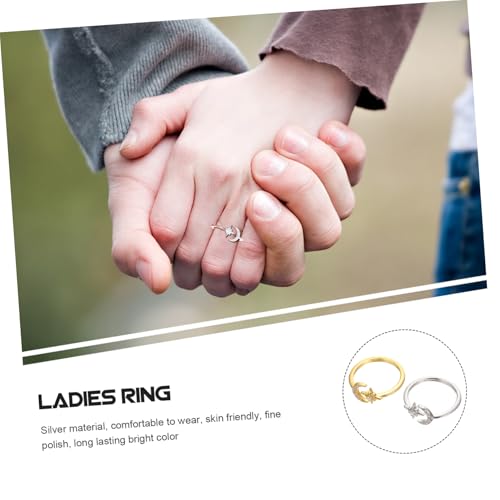 JEWEDECO 2 Stück Verstellbare Offene Damenringe mit Mond Sternmotiv Glitzernde Strasssteine in Gold und Silber Hautfreundlicher Schmuck für Frauen Geschenkidee von JEWEDECO