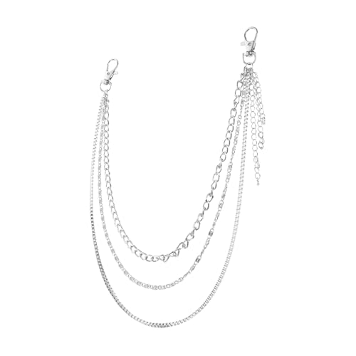 JEWEDECO 2 Stück Verstellbare Stern taillenkette Metall Hosenkette mit Schlüsselanhänger Punk Goth Accessoires für Damen und Herren Modisch Langlebig von JEWEDECO