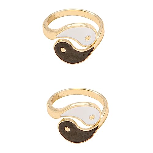 JEWEDECO 2stücke Yin Und Yang Verstellbare Offene Fingerringe Kreative Design-ringe Dekorative Vintage-ringe Mädchen-schmuckringe Aus Hochwertigen Legierungen Für Party Alltag Und Anlässe von JEWEDECO