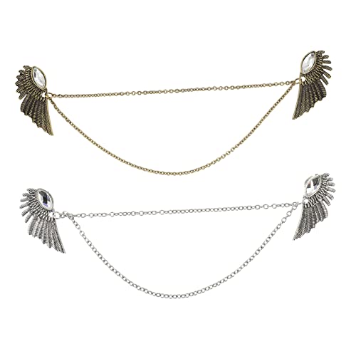 JEWEDECO 2 Stück Vintage Engelsflügel Kragenclip Antike Brosche für Herrenpullover und Hemdkragen Eleganter Strickjacken Clip mit Quaste Modischer Schmuck für Blusen Cardigans und von JEWEDECO