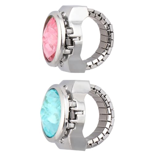 JEWEDECO 2 Stücke Clamshell Finger Uhren Ringuhren Quarzuhr (sortierte Farbe) von JEWEDECO