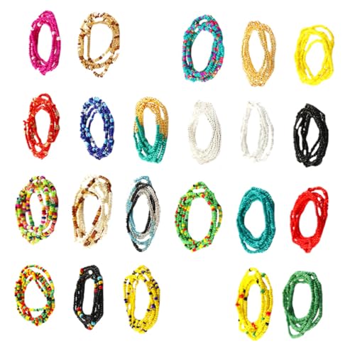 JEWEDECO 22 Stück Multilayer Damen Körperkette Bunte Perlen Taillenkette Elastisch Handgefertigt Party Strand Schmuck von JEWEDECO