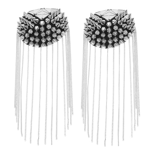 JEWEDECO 2St Armband im Retro-Punk-Stil Schulterklappen Schmuck Kostüm Schulterklappen Epauletten für Kleidung Punk-Modeaccessoires Kostüme Schulterabzeichen Fransen Schulterklappen Eisen von JEWEDECO