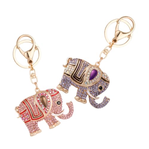 JEWEDECO 2stücke Elefant Schlüsselanhänger Mit Strass Eleganter Taschenanhänger Für Rucksackdekoration Schlüsselbund Charmantes Für Freunde von JEWEDECO