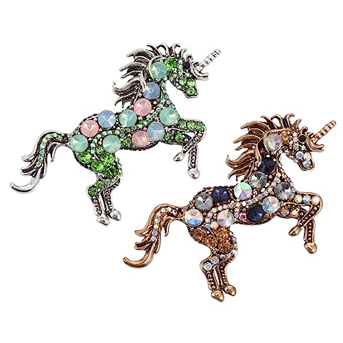 JEWEDECO Kreative Brosche Für Damen Einhorn Design Schmuck Mit Strasssteinen Modebrosche Für Partys Anstecknadel Für Kleidung Einheitsgröße von JEWEDECO