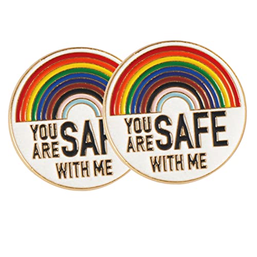 JEWEDECO Bist bei Sicher Anstecknadel 2 Stücke Emaille Brosche für Rucksäcke Kleidung Taschen Regenbogen Metallbrosche für Frauen Gesundheits und Sozialarbeiter von JEWEDECO