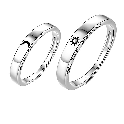 JEWEDECO 2 Stück Kreative Paarringe Offenes Design Verstellbarer Schmuckring Aus Silber Für Damen Und Herren Fingerdekoration Für Freundschaft Und Besondere Anlässe von JEWEDECO