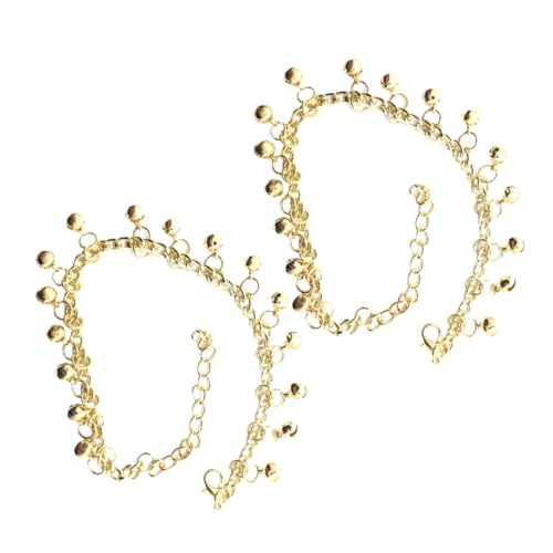 JEWEDECO 2 Stück Damen Fußkettchen mit Glocken Verstellbar Robustem Eisen für Sommer und Strand Fußschmuck für Frauen von JEWEDECO