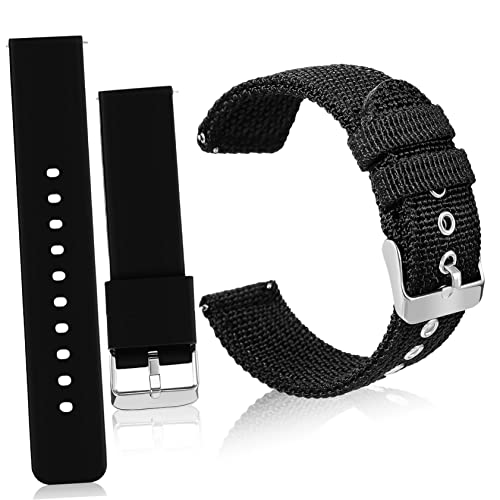 JEWEDECO Silikon Uhrenarmbänder Silikon Uhrenarmband 2er Set Und Nylon Uhrenarmband 20mm Ersatzarmband Für Änner Schnellwechsel Uhrenband Mit Schließe Und Ohr Für Optimale Passform JEWEDECO Silikon Uhrenarmbänder Silikon Uhrenarmband 2er Set Und Nylon Uhrenarmband 20mm Ersatzarmband Für Änner Schnellwechsel Uhrenband Mit Schließe Und Ohr Für Optimale Passform von JEWEDECO