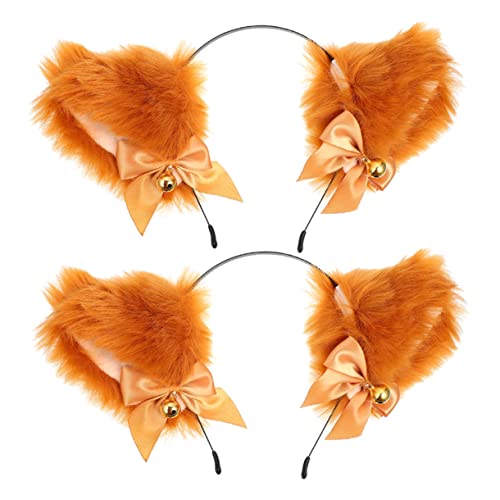 JEWEDECO 2stücke Katzenohren Haarband Tier-haarreifen Junge Mädchen Stirnband Glöckchen-haarreifen Halloween-kopfbedeckung Cosplay Kopfschmuck von JEWEDECO