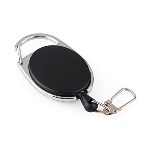 JEWEDECO 2stücke Einziehbarer Schlüsselanhänger Aus Stahlkabel Schwarz Hochelastisch Robust Anti-verlust-schlüsselhalter Ausweisrolle Mit Gürtelclip Und Karabinerhaken von JEWEDECO