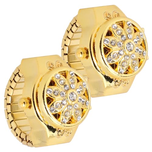 JEWEDECO 2stücke Goldene Ring Uhr Elastische Digitale Damen Schmuckuhr Für Mode Und von JEWEDECO