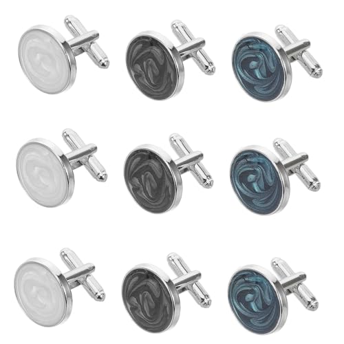 JEWEDECO 3 Paare Herren Manschettenknöpfe Rund Legierung Glänzend Kreatives Design Business Accessoires Für Hemden Hochzeit Vorstellungsgespräche Formelle Anlässe von JEWEDECO