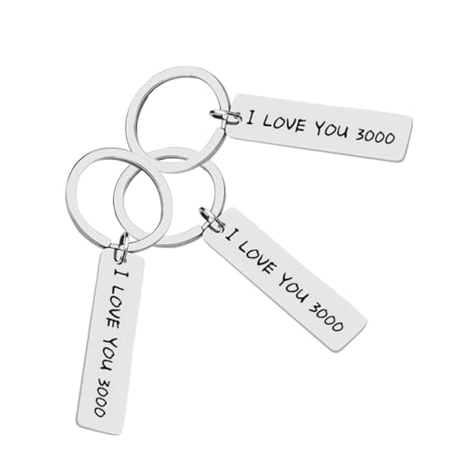 JEWEDECO Edelstahl Schlüsselanhänger Set Ich Liebe Dich 3000 Schlüsselhalter Buchstaben Design Schlüssel Schlüsseldekoration von JEWEDECO