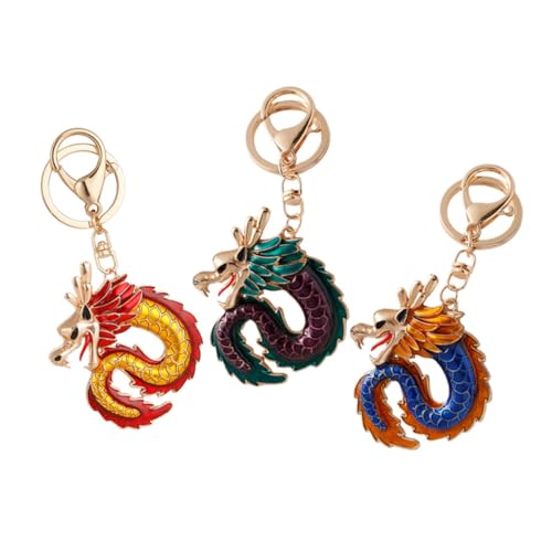 JEWEDECO 3 Stück Chinesischer Stil Drachen-schlüsselanhänger, Drachen-schlüsselanhänger, Dekorative Schlüsselanhänger-Tasche, Hängende Dekoration von JEWEDECO