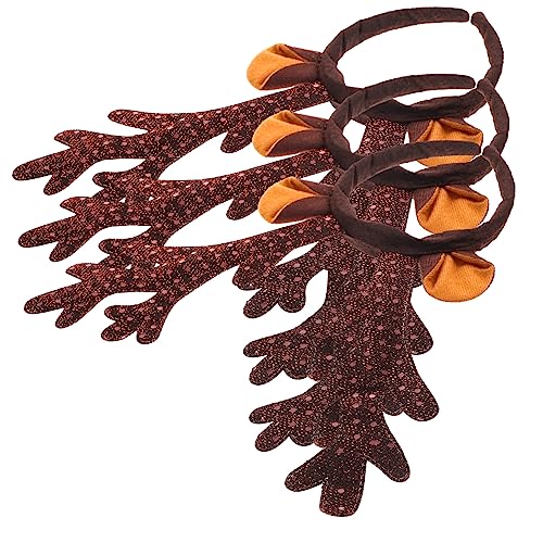 JEWEDECO 3stücke Rentier Geweih Stirnband Für Weihnachten Weihnachtsgeweih Haarreifen Dekorative Kopfbedeckungen Geweih Haarspangen Festliche Haaraccessoires von JEWEDECO