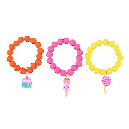 JEWEDECO 3 Stück Teiliges Perlenarmband mit Lutscher und Eis Anhängern Handgefertigt Langlebig und für Mädchen Geeignet als Geburtstags oder Partygeschenk von JEWEDECO
