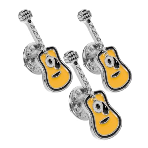 JEWEDECO 3 Stück Teiliges Retro Gitarren Broschen Emaille Anstecknadeln im Punk Stil Vielseitig für Kleidung Taschen Geschenkidee für Damen und Herren von JEWEDECO