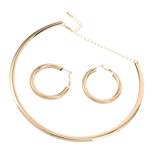 JEWEDECO 3 Stück Teiliges Set Goldfarbene Creolen Choker Halskette Damen Boho Minimalistisch Runde Ohrringe Elegant Für Geburtstag Weihnachten Thanksgiving von JEWEDECO