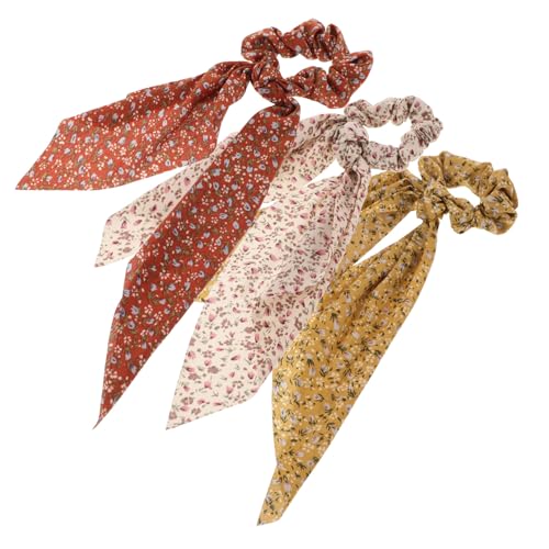 JEWEDECO 3-teiliges Stoff-haartuch-haargummi Elastische Haargummis Mit Blumen Für Damen Strapazierfähige Haarseile Als Pferdeschwanzhalter Oder Armband von JEWEDECO