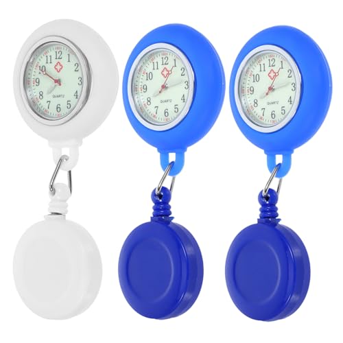 JEWEDECO 3stücke Tragbare Silikon Krankenschwesteruhr Dehnbare Taschenuhr Für Ärzte Runde Uhr Schwarz Hellblau Und Weiß Für Und Pflegepersonal von JEWEDECO