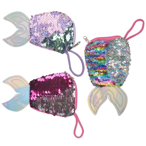 JEWEDECO 3stücke Geldbörsen Im Meerjungfrauen Design Glitzernde Pailletten Für Geburtstagsfeiern Weihnachten Und Mehr Mit Praktischem Reißverschluss Und Schlüsselanhänger von JEWEDECO