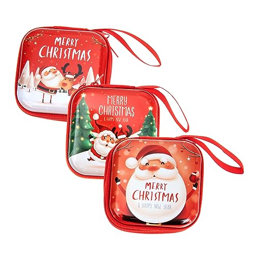 JEWEDECO 3 Stück Weihnachtliche Münzbeutel Aus Weißblech Kleine Geldbörse Reißverschluss Aufbewahrungstasche Für Kleine Gegenstände von JEWEDECO