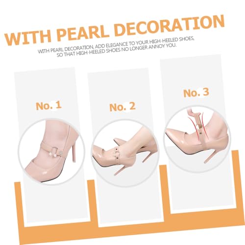 JEWEDECO 4 Paare Anti rutsch Schuhband für High Heels Abnehmbare Langlebige Schuhriemen aus Eisen und Perlen in Farben Rutschfest für Damen Perfekter Halt und Verbesserte Anpassung von JEWEDECO