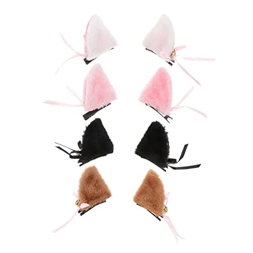 JEWEDECO 4paare Katzenohren Haarclip Mit Glocke Lustiges Cosplay Kostüm Zubehör Für Halloween Und Je Für Partys Und Rollenspiele von JEWEDECO
