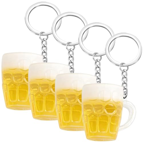 JEWEDECO 4stücke Bierbecher Schlüsselanhänger Kreative Bier Tassen Anhänger Für Taschen Rucksäcke Und Schlüsselbund Lustige Für Freunde Und Familie von JEWEDECO