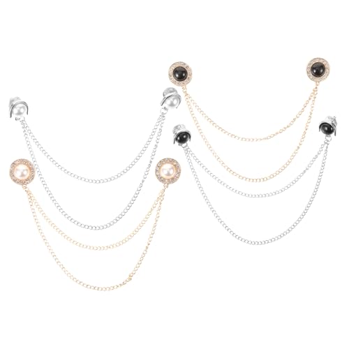 JEWEDECO 4 Stücke Vintage Pullover Clips mit Kette Kragenpins für Damen Antike Mantelclips Schalclips für Kleider und Strickjacken von JEWEDECO
