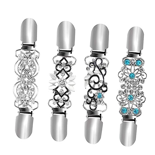 JEWEDECO Strickjacken-clip 4-teiliges Set Strass-pullover-clips Silberfarbene Schal-clips Für Damen Und Herren von JEWEDECO