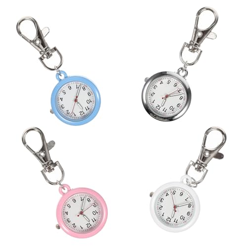 JEWEDECO Krankenschwester Taschenuhr 4 Stück Mit Clip Leuchtende Anzeige Präzise Quarz Uhr Für Ärzte Und Pflegekräfte Schlüsselanhänger Uhr Für Damen Und Herren Tragbar Und Leicht von JEWEDECO