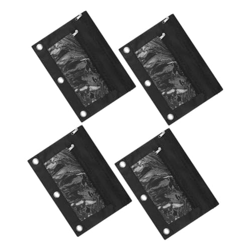 JEWEDECO 4 Stück Teiliges Oxford Stoff Federmäppchen mit Reißverschluss Ringbuch Organizer Transparente Sichtfenster Vielseitiges Stifttasche für Schule Büro und Reisen von JEWEDECO