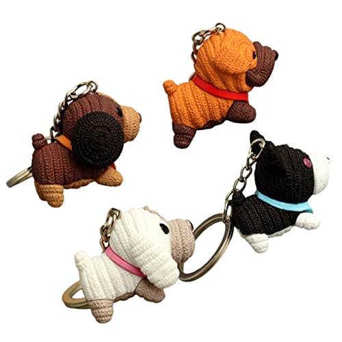 JEWEDECO Garn Welpen Schlüsselanhänger Set 4 Stück Zarte Schlüsselanhänger Haustier Hund Design Tasche Einzigartig Und von JEWEDECO