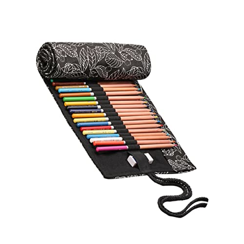 JEWEDECO Schlankes Federmäppchen Mit 48 Fächern Roll-up-Organizer Gemusterter Stoff Bleistiftaufbewahrung Für Unterwegs von JEWEDECO