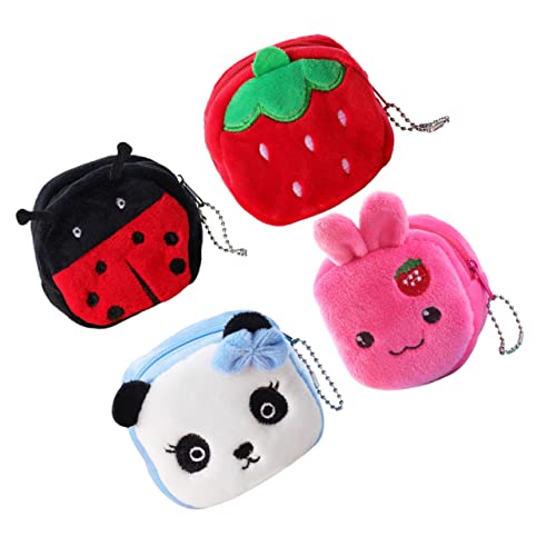 JEWEDECO 4stücke Cartoon-münztaschen Für Mädchen Kreatives Multifunktions-wechselgeldbeutel Hase Erdbeere Panda Für Schule Shopping Und Reisen von JEWEDECO