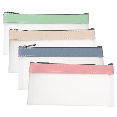 JEWEDECO 4stücke Großes Teiliges Federmäppchen Transparente Stifttasche Aus TPU Wasserfest Leicht Flexibel Für Schüler Und Erwachsene Stift-Organizer Für Schule Und Büro von JEWEDECO